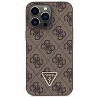 Guess GUHCP13LP4TDSCPW apvalks iPhone 13 Pro / 13 - brūns krustenisks 4G metāla logotips