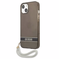Guess GUHCP13SHTSGSK iPhone 13 mini 5.4" melns/melns cietais viedtālruņa apvalks ar caurspīdīgu dizainu Stap