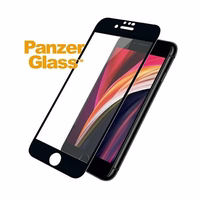 PanzerGlass E2E Super+ aizsargstikls iPhone 6 / 6s / 7 / 8 / SE 2020 / SE 2022 - ar melnu rāmi