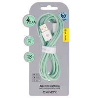 Blavec Kabelis Candy pīnīts - USB uz Lightning - 2,4A 2 metres Apple CarPlay (CCA-UL24GN20) zaļš