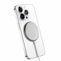 Crong MagSpot bezvadu lādētājs – Aluminum MagSafe 15W Inductive lādētājs (sudrabs balts)