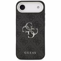 GUESS viedtālruņa apvalks IPHONE 17 Air GUHCP17MP4G4SMCK (4G PU ādas apvalks ar lielu 4G un klasisko logotipu un sudraba metāla kameras rāmi) melns