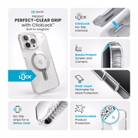 Speck Presidio Perfect-Clear Grip ClickLock & MagSafe - iPhone 16 Pro Max maciņš (Clear / Chrome Finish / Serene sudrabs)