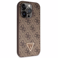 Guess GUHCP14LP4TDSCPW apvalks iPhone 14 Pro - brūns krustenisks 4G metāla logotips