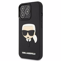 Karl Lagerfeld 3D gumijas Karla galvas apvalks iPhone 13 Pro / iPhone 13 - melns