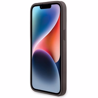 Guess 4G kolekcija ādas metāla logotips Magnētiskais apvalks iPhone 13 Pro / iPhone 13 - brūns