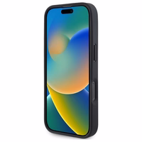 BMW Sign Ādas Pusteksturēts Un Apļveida Magnētiskais viedtālruņa apvalks iPhone 16 Pro Max - melns