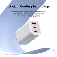 Rock Sienas lādētājs Ice2Cube GaN - USB + 2xType C - PD 65W 3A balts