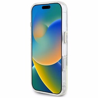 Guess IML Metal Colored Circle Classic Logo Magnētiskais viedtālruņa apvalks iPhone 16 - rozā