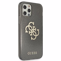 Guess GUHCP12LPCUGL4GBK iPhone 12 Pro Max 6.7" melns/melns cietais apvalks Spīdums 4G Liels Logotips
