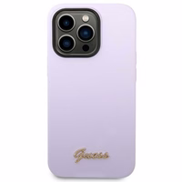 Guess GUHCP14LSLSMU iPhone 14 Pro 6.1 "violets/violets cietais apvalks Silikona Vintage Gold Logo