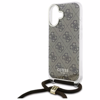 Guess Crossbody Cord 4G Print viedtālruņa apvalks ar siksniņu iPhone 16 - brūns