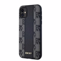DKNY Ādas rūtainais magnētiskais apvalks iPhone 11 / Xr - melns