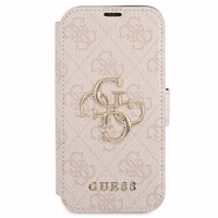 Guess GUBKP13X4GMGPI iPhone 13 Pro Max 6.7" vāciņš rozā - 4G Liels metāla logotips