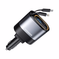 Automašīnas lādētājs Essager "Smart" melns 45W (integrēts 2in1 kabelis)