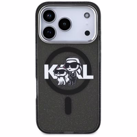 KARL LAGERFELD viedtālruņa apvalks IPHONE 17 Pro, ar magnētisko MagSafe, (KLHMP17LHGKCGKBK, IML Glitter k&C Sketch Logo) melns
