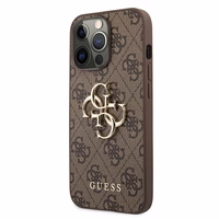 Guess GUHCP13X4GMGBR iPhone 13 Pro Max 6.7" brūns cietais apvalks 4G Liels Metāla Logotips