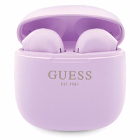 Guess GUTWST26PSU TWS Bluetooth austiņas + dokstacija - violetas Classic EST logotips