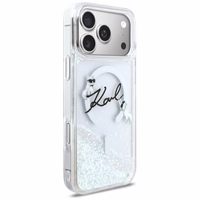 Karl Lagerfeld Liquid Glitter Karl Script Logo MagSafe Maciņš for iPhone 17 Pro Max - Clear