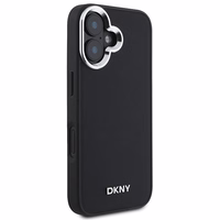 DKNY Vienkāršs sudraba logotips magnētiskais iPhone 16 viedtālruņa apvalks - melns