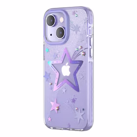 Kingxbar Heart Star Series viedtālruņa apvalks iPhone 14 Plus violeta zvaigznes apvalks