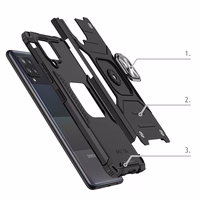 Wozinsky Ring Armor viedtālruņa apvalks ar statīvu izturīgs aizsargpārsegs Samsung Galaxy A42 5G sarkans