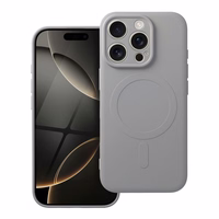 Silikona magnētiskais viedtālruņa apvalks, saderīgs ar MagSafe, iPhone 16 Pro, titāna krāsas