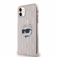 Karl Lagerfeld IML Choupette galvas un monogrammas apvalks iPhone 11 / Xr - rozā