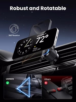 Auto lādētājs-uztvērējs magnētiskais Ugreen W708 MagSafe 15W (35970) melns