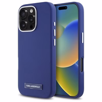 Karl Lagerfeld FW Metal Plate Magnētiskais viedtālruņa apvalks iPhone 16 Pro Max - zils