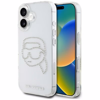 Karl Lagerfeld IML Rhinestones Karl Head apvalks viedtālruņa iPhone 16 skaidrs