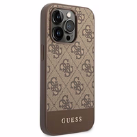 Guess GUHCP14LG4GLBR iPhone 14 Pro 6.1" brūns/brūns cietais apvalks 4G Stripe kolekcija