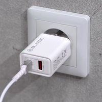 Blavec sienas lādētājs BC-5 GaN - USB + Type C - PD QC 45W 3A (TCBC5G-UCW453A) balts