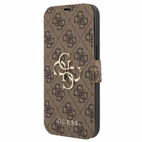 Guess GUBKP13X4GMGBR iPhone 13 Pro Max 6.7" brūns/brūns grāmatas tipa apvalks 4G Big Metal Logo