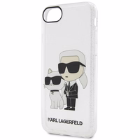Karl Lagerfeld KLHCI8HNKCTGT iPhone 7/8/ SE 2020 / SE 2022 caurspīdīgs cietais apvalks Gliter Karl&Choupette