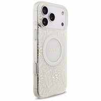 Guess IML Ziedu Electro Pearl Siksniņa Magnētiskais viedtālruņa apvalks iPhone 17 Pro Max - balta