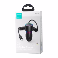 Auto lādētājs Joyroom JR-CL25, 2x USB + Lightning kabelis (melns)