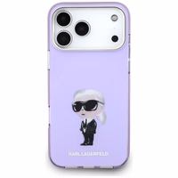 Karl Lagerfeld IML akvareļu Karl & Choupette un logotipa magnētiskais viedtālruņa apvalks iPhone 17 Pro Max - violets