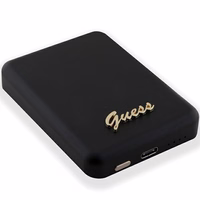 Magnētiskā indukcijas uzlādes ierīce Guess MagSafe Metal Script Logo 5W 3000mAh (melna)