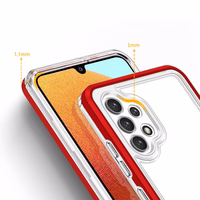 Caurspīdīgs 3in1 viedtālruņa apvalks Samsung Galaxy A72 4G rāmja gēla vāks sarkans