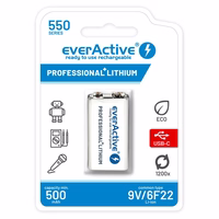 Rechargeable battery  everActive 6F22/9V Li-ion 550 mAh with USB TYPE C