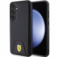 Ferrari Carbon Stitched Bottom viedtālruņa apvalks Samsung Galaxy S24+ - melns