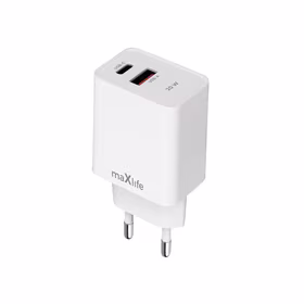 Maxlife MXTC-13-20AC PD QC lādētājs 1x USB-C 1x USB 20W balts