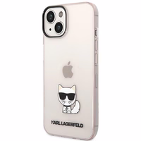 Karl Lagerfeld Caurspīdīgs Choupette Viedtālruņa apvalks iPhone 14 Plus / 15 Plus 6.7" - rozā