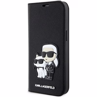 KARL LAGERFELD KLBKP14XSANKCPK IPHONE 14 PRO MAX 6.7 "GRĀMATIŅAS TIPA MACIŅŠ MELNS/MELNS SAFFIANO KARL & CHUPETTE