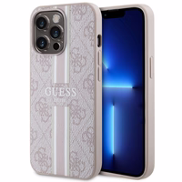 Guess GUHMP13LP4RPSP iPhone 13 Pro / 13 6.1" rozā/rozā cietais apvalks 4G Printed Stripes MagSafe