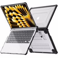 Tech-Protect SmartShell Pro apvalks MacBook Air 13" 2023-2025 M2 / M3 / M4 - caurspīdīgs un melns