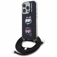 Karl Lagerfeld IML Crossbody Karl&Choupette Head Maciņš for iPhone 16 Pro Max - melns