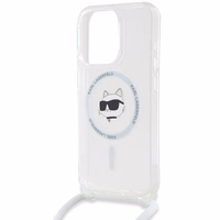 Karl Lagerfeld IML Choupette Head & Cord magnētiskais viedtālruņa apvalks iPhone 15 Pro - caurspīdīgs
