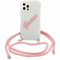 Guess Script Vintage iPhone 12 Pro Max 6.7" apvalks - rozā